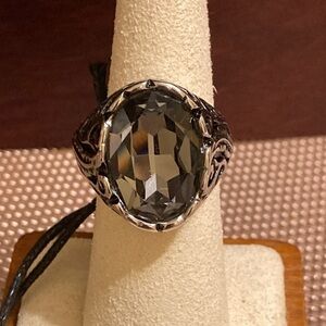 NWT Anthony Jacobs men’s stainless steel multi-faceted crystal ring